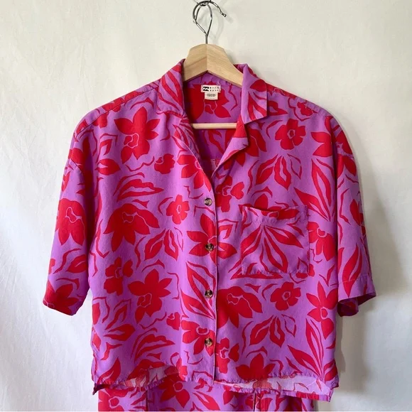 Billabong Peachy Keen Matching Pink Hawaiian Floral Skirt Set - Picture 12 of 16